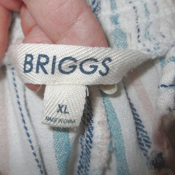 Briggs Linen Blend Pull On Shorts Size XL High Rise Elastic Waist Pocket Striped - Picture 3 of 7